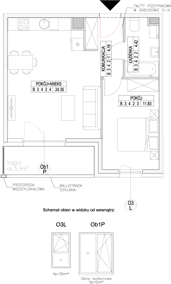 Plan 2 pok. 45m²