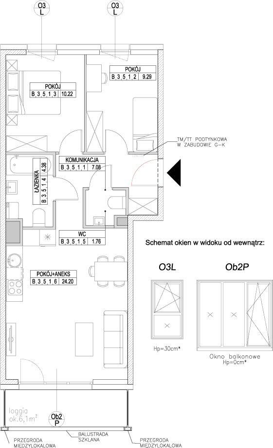 Plan 3 pok. 57m²