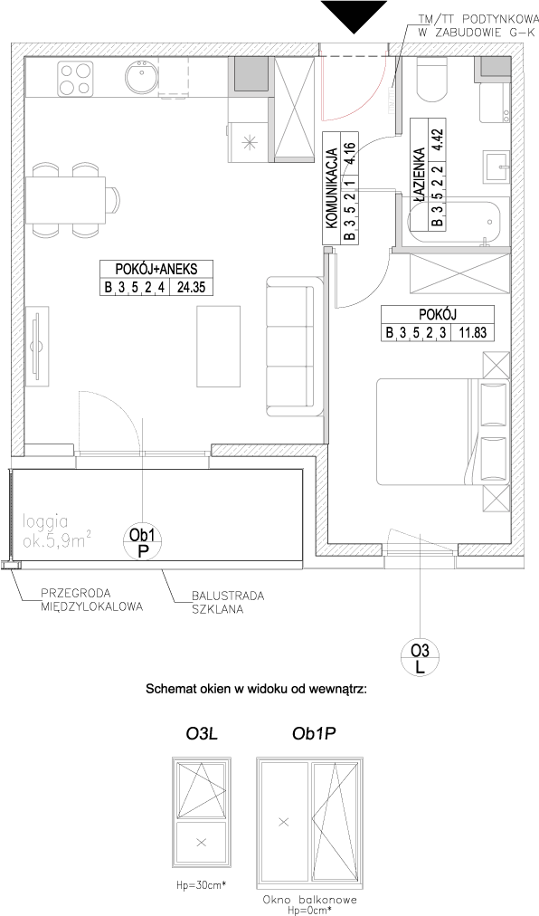 Plan 2 pok. 45m²