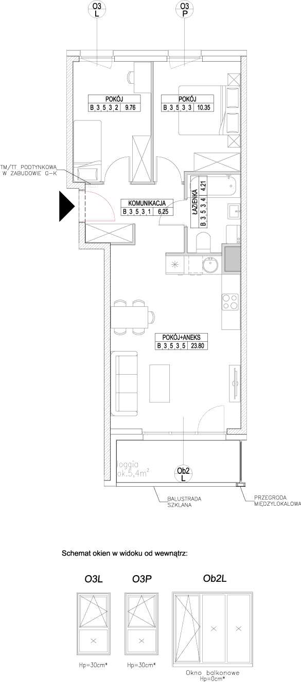 Plan 3 pok. 54m²