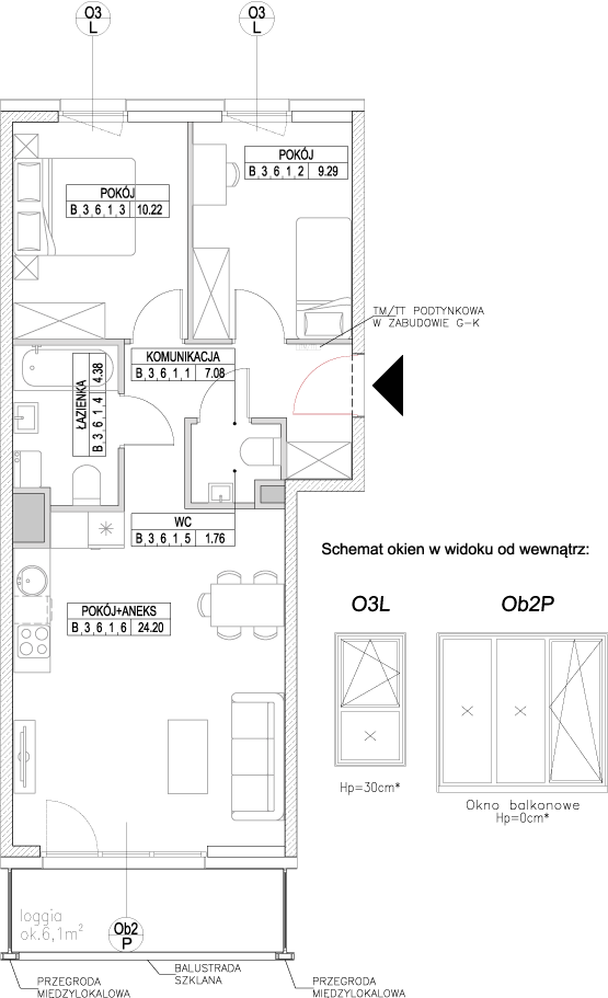 Plan 3 pok. 57m²