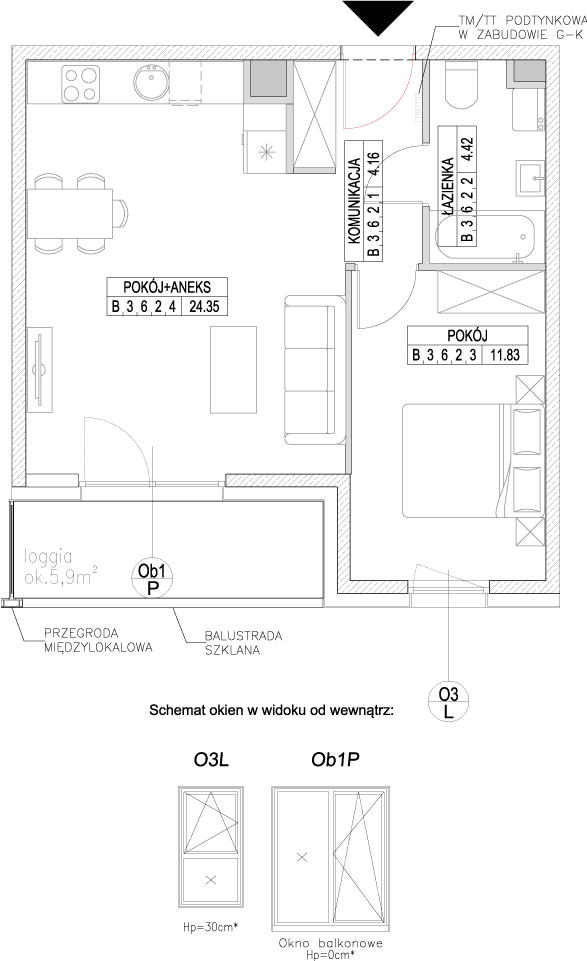 Plan 2 pok. 45m²