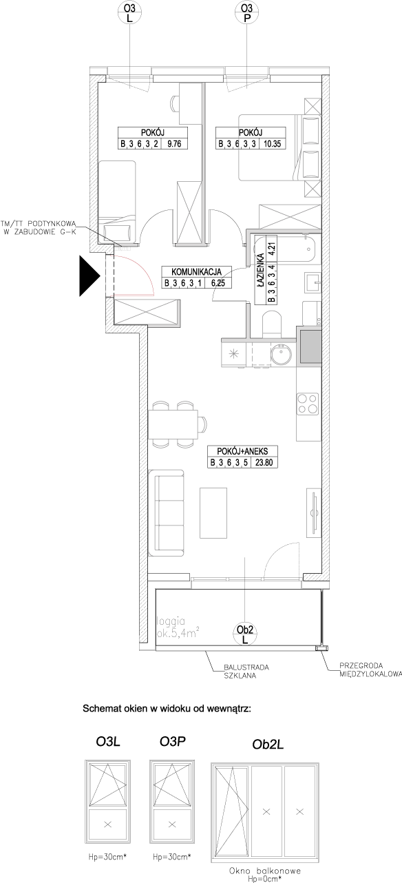 Plan 3 pok. 54m²