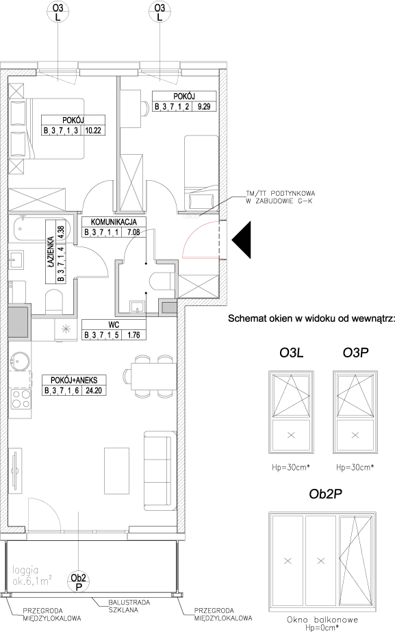 Plan 3 pok. 57m²