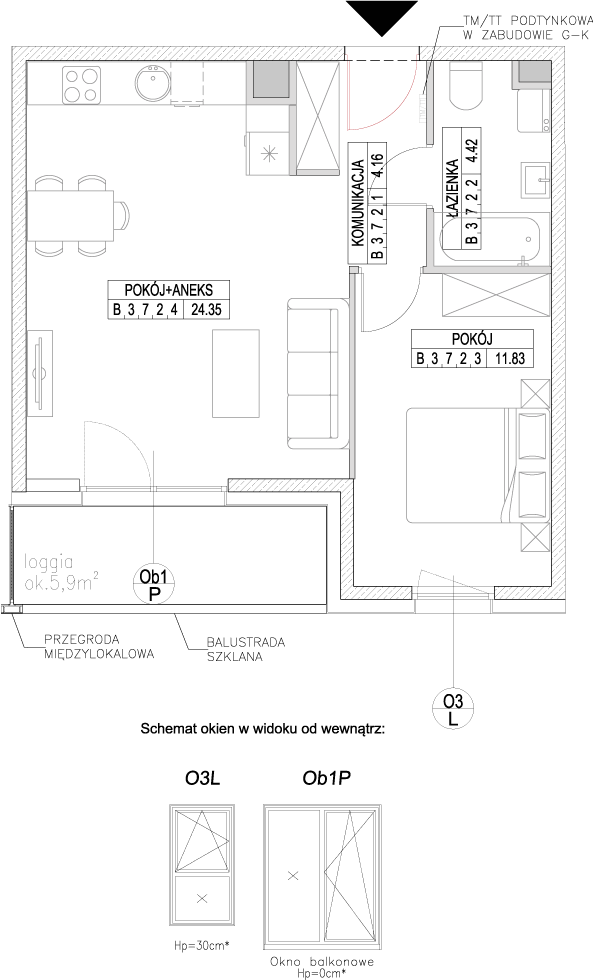 Plan 2 pok. 45m²