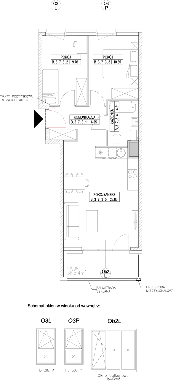 Plan 3 pok. 54m²