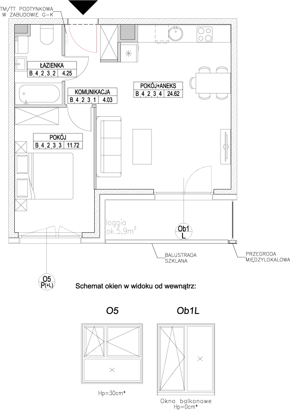 Plan 2 pok. 45m²