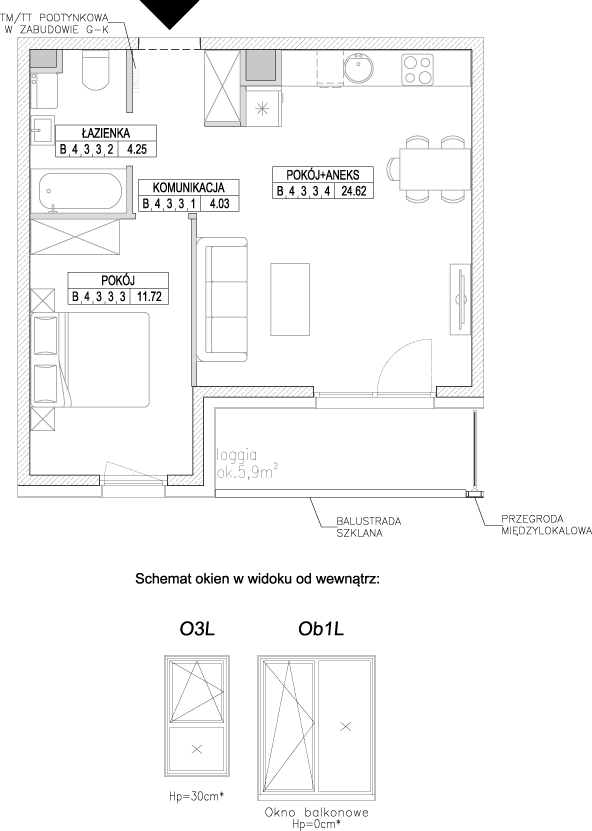 Plan 2 pok. 45m²