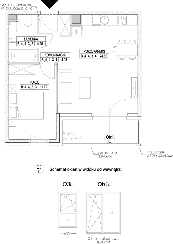 Plan 2 pok. 45m²