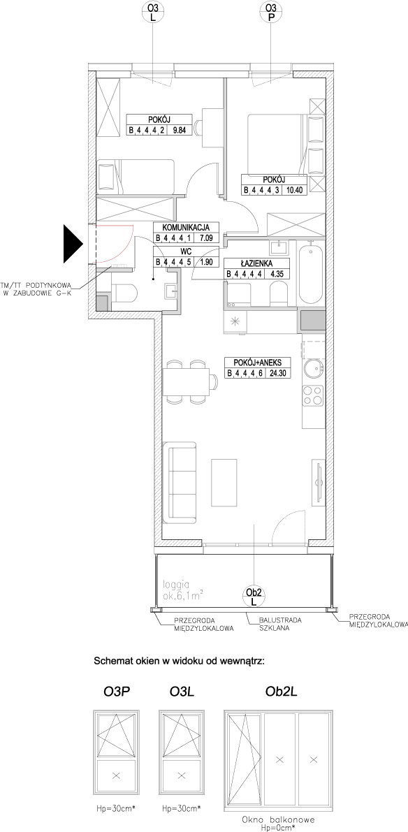 Plan 3 pok. 58m²