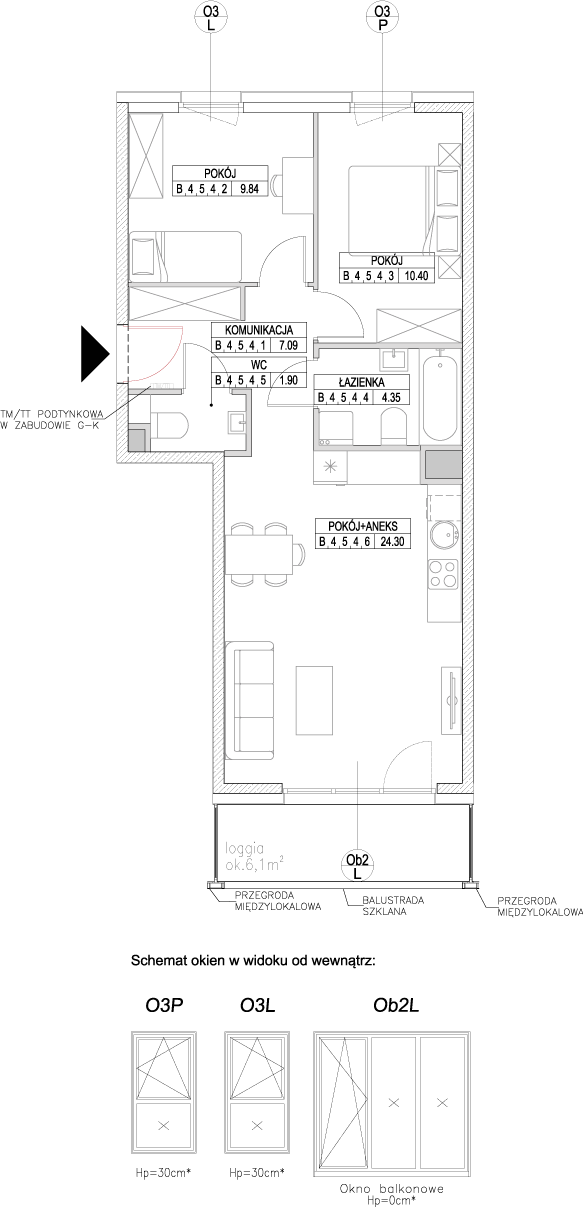 Plan 3 pok. 58m²
