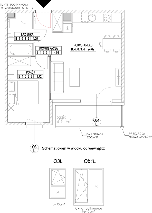 Plan 2 pok. 45m²