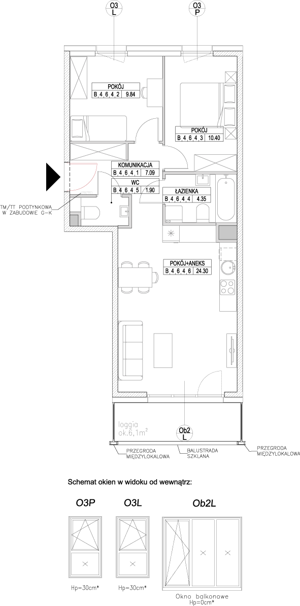 Plan 3 pok. 58m²