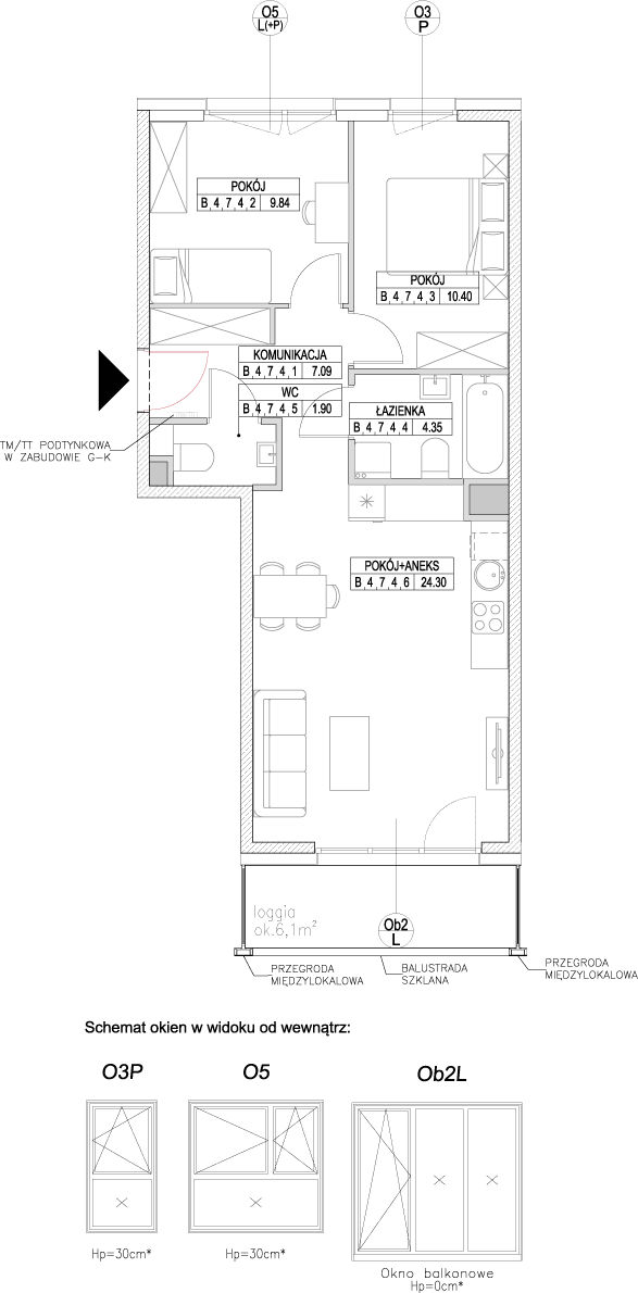 Plan 3 pok. 58m²