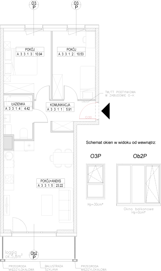 Plan 3 pok. 55m²
