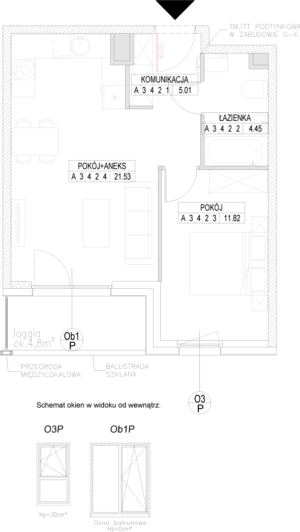 Plan 2 pok. 43m²