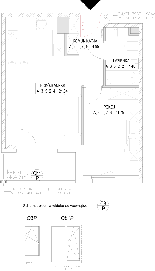 Plan 2 pok. 43m²