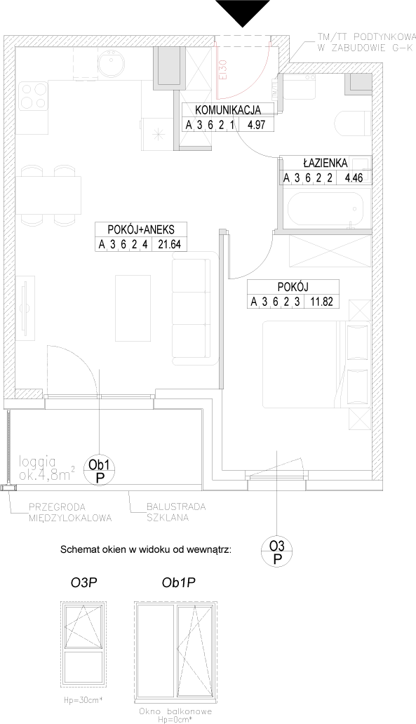 Plan 2 pok. 43m²