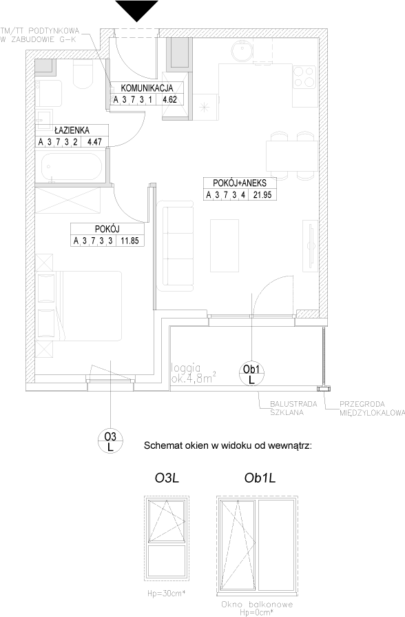 Plan 2 pok. 43m²