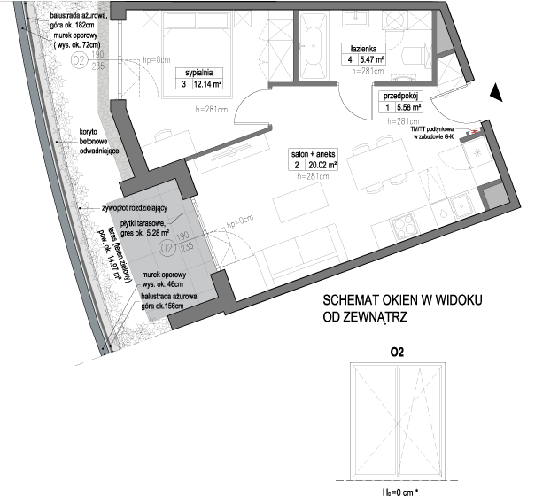 Plan 2 pok. 43m²