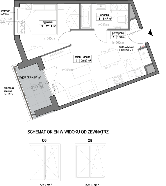 Plan 2 pok. 43m²