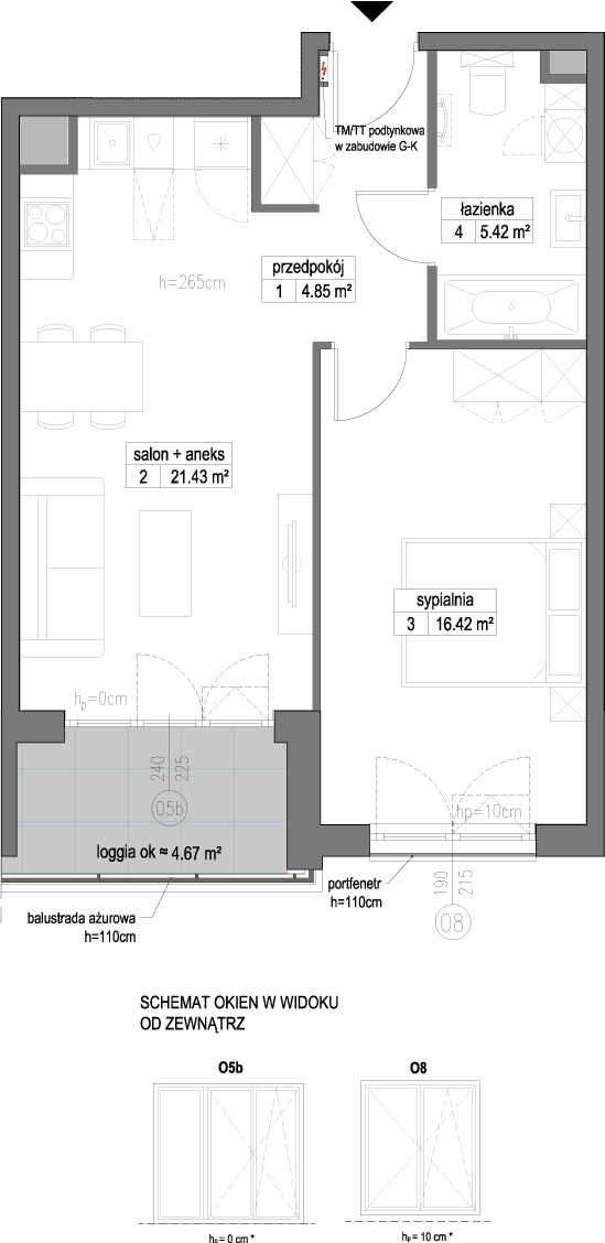 Plan 2 pok. 48m²