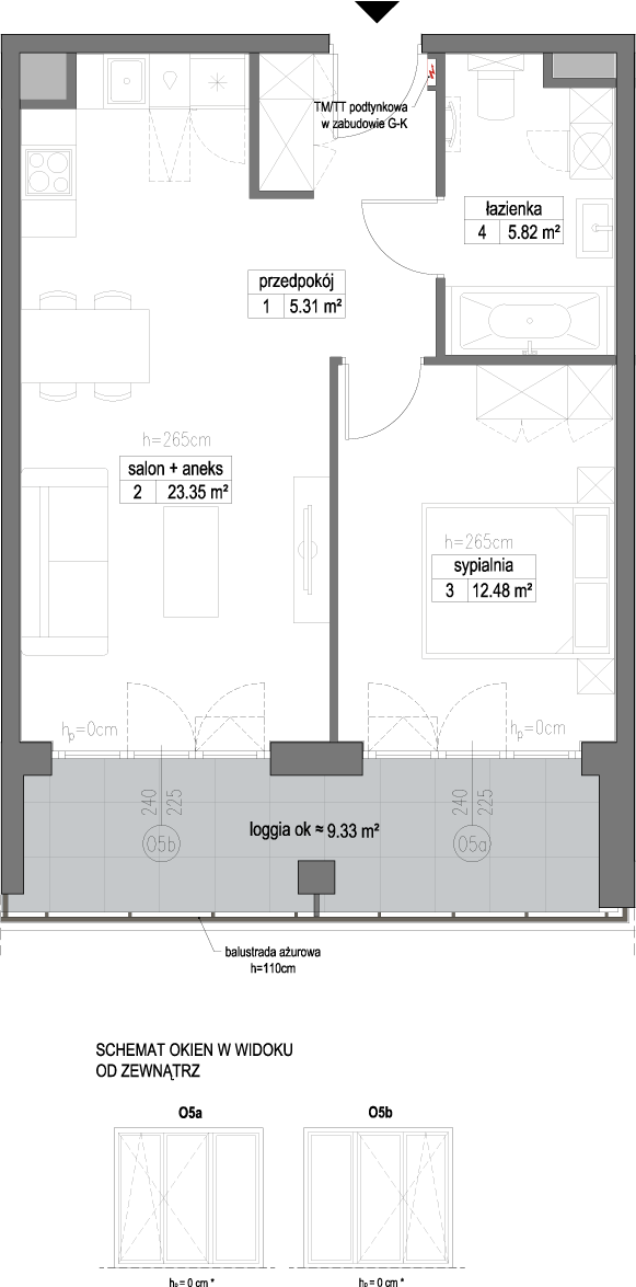 Plan 2 pok. 47m²
