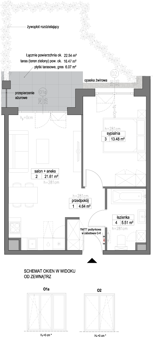 Plan 2 pok. 45m²