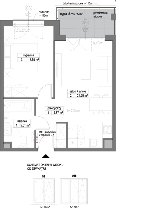 Plan 2 pok. 45m²