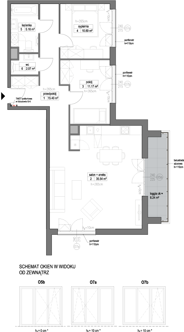 Plan 3 pok. 80m²
