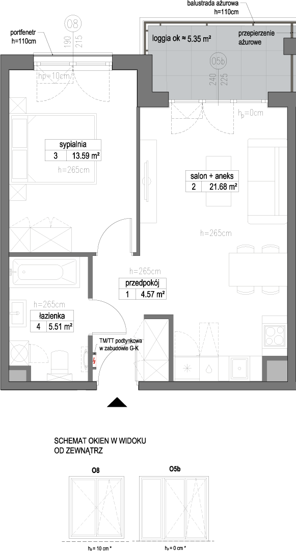 Plan 2 pok. 45m²