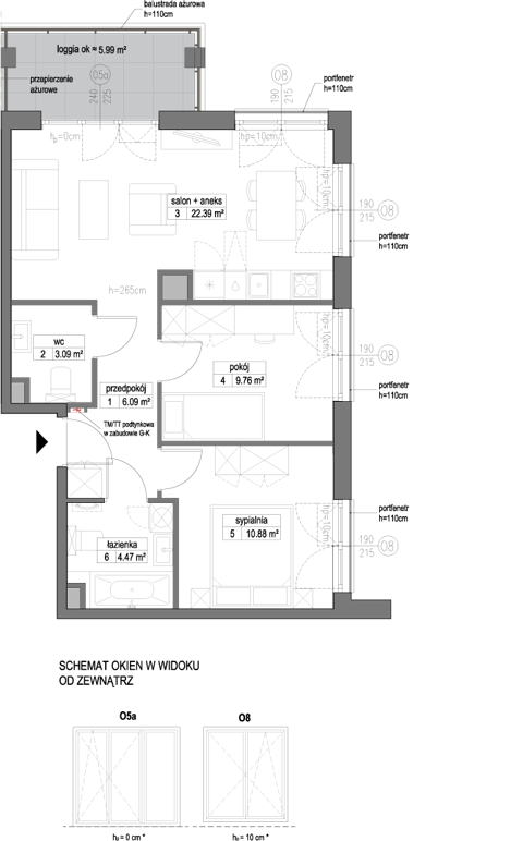 Plan 3 pok. 57m²