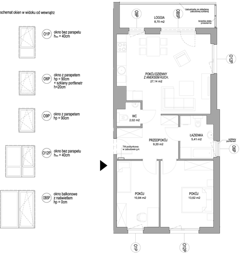 Plan 3 pok. 68m²