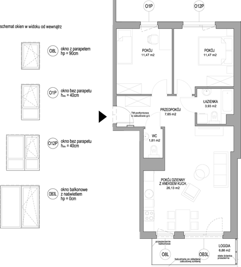 Plan 3 pok. 62m²
