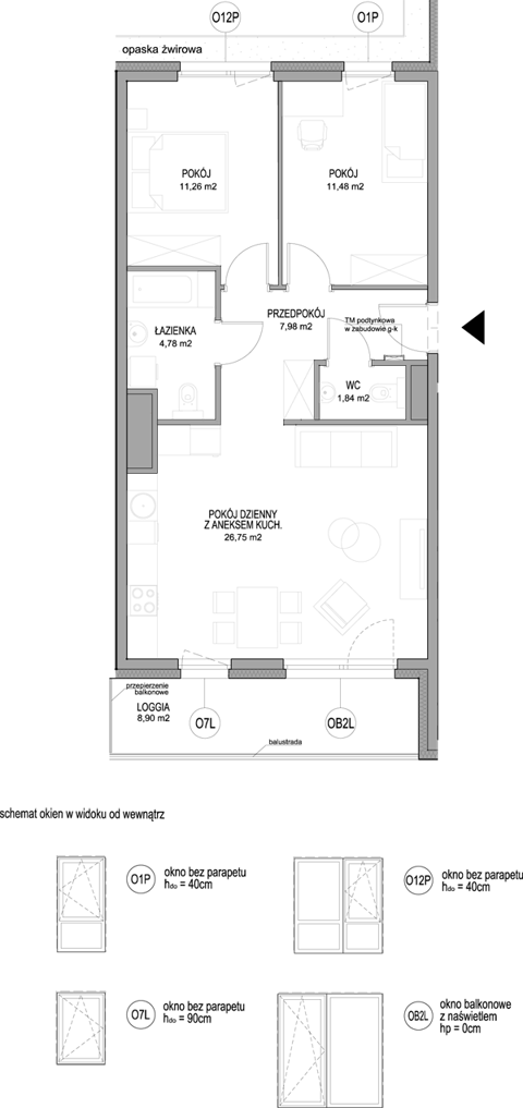 Plan 3 pok. 64m²