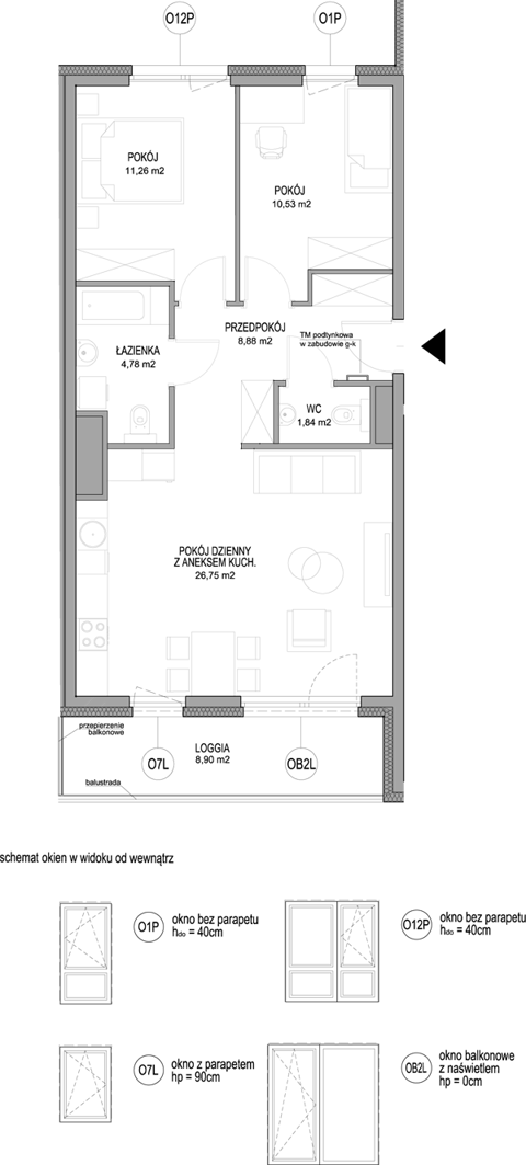 Plan 3 pok. 64m²