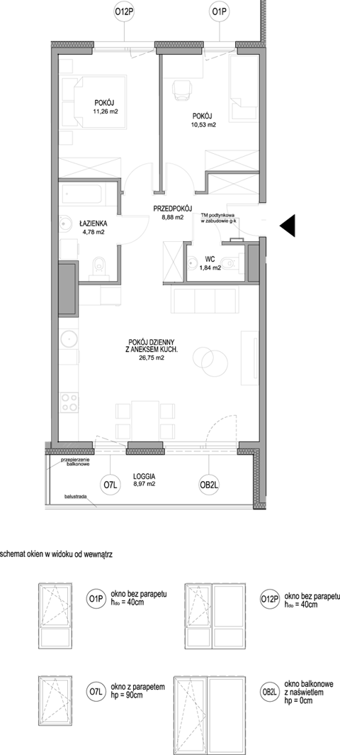 Plan 3 pok. 64m²