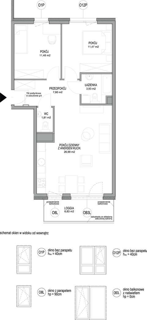 Plan 3 pok. 63m²