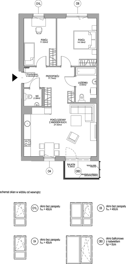 Plan 3 pok. 73m²