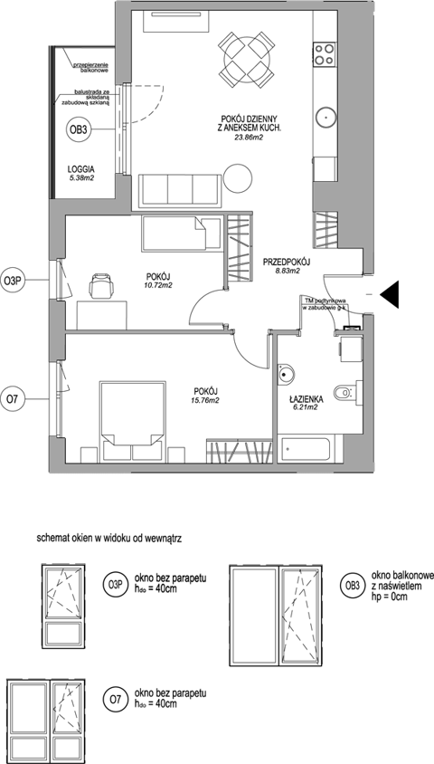 Plan 3 pok. 65m²
