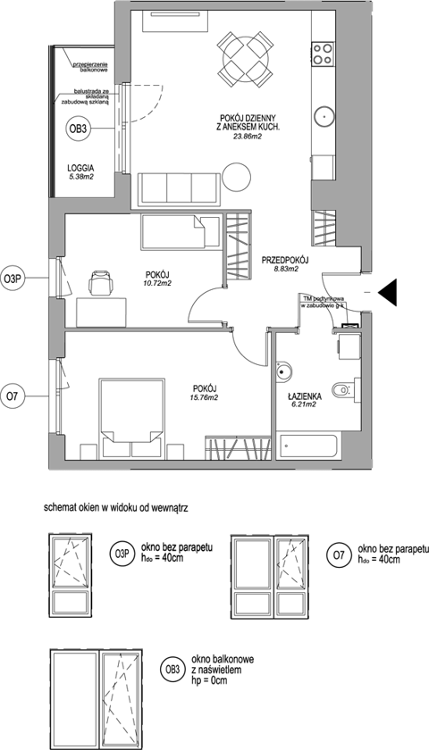 Plan 3 pok. 65m²