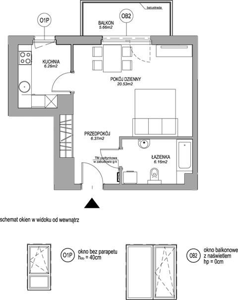 Plan 1 pok. 39m²