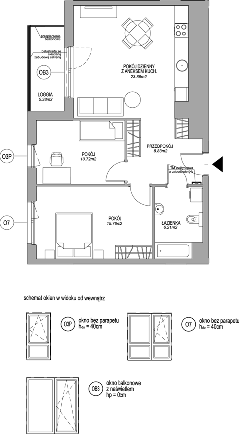 Plan 3 pok. 65m²