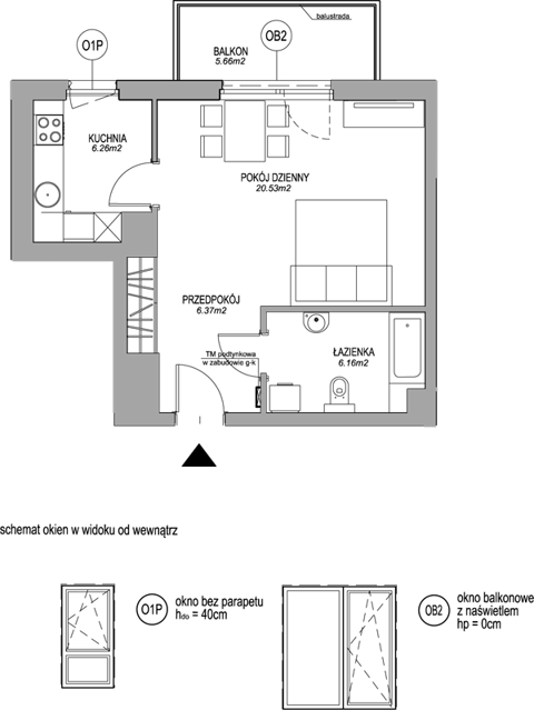 Plan 1 pok. 39m²