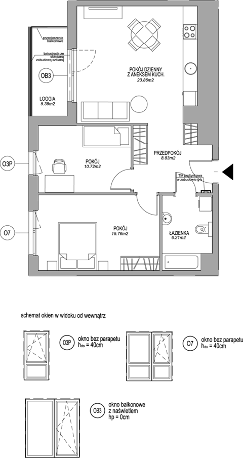 Plan 3 pok. 65m²