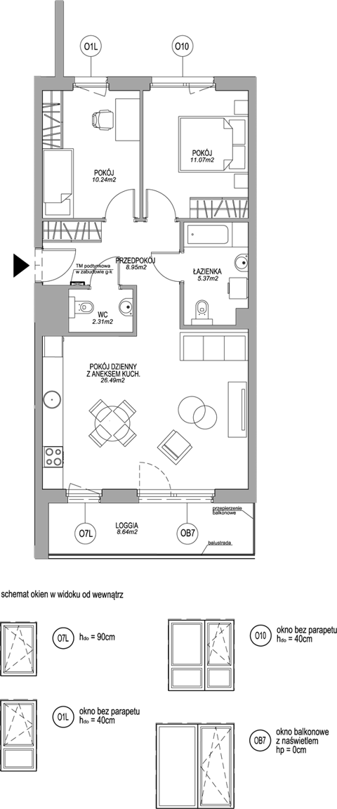 Plan 3 pok. 64m²