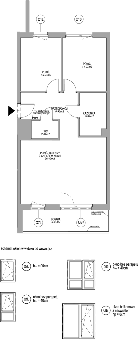Plan 3 pok. 64m²