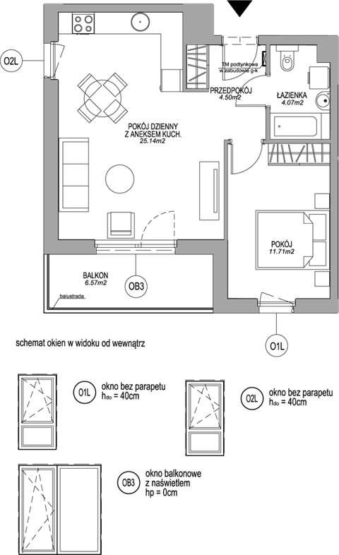 Plan 2 pok. 45m²