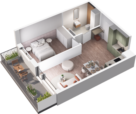 Plan 2 pok. 43m²