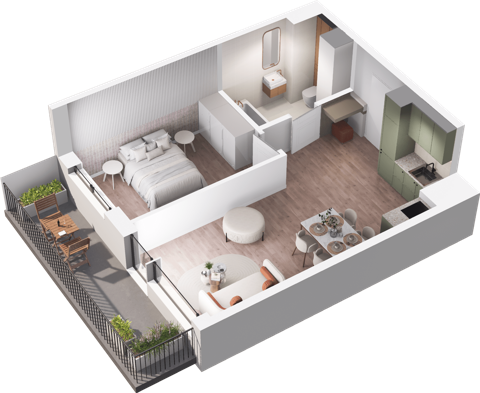 Plan 2 pok. 43m²